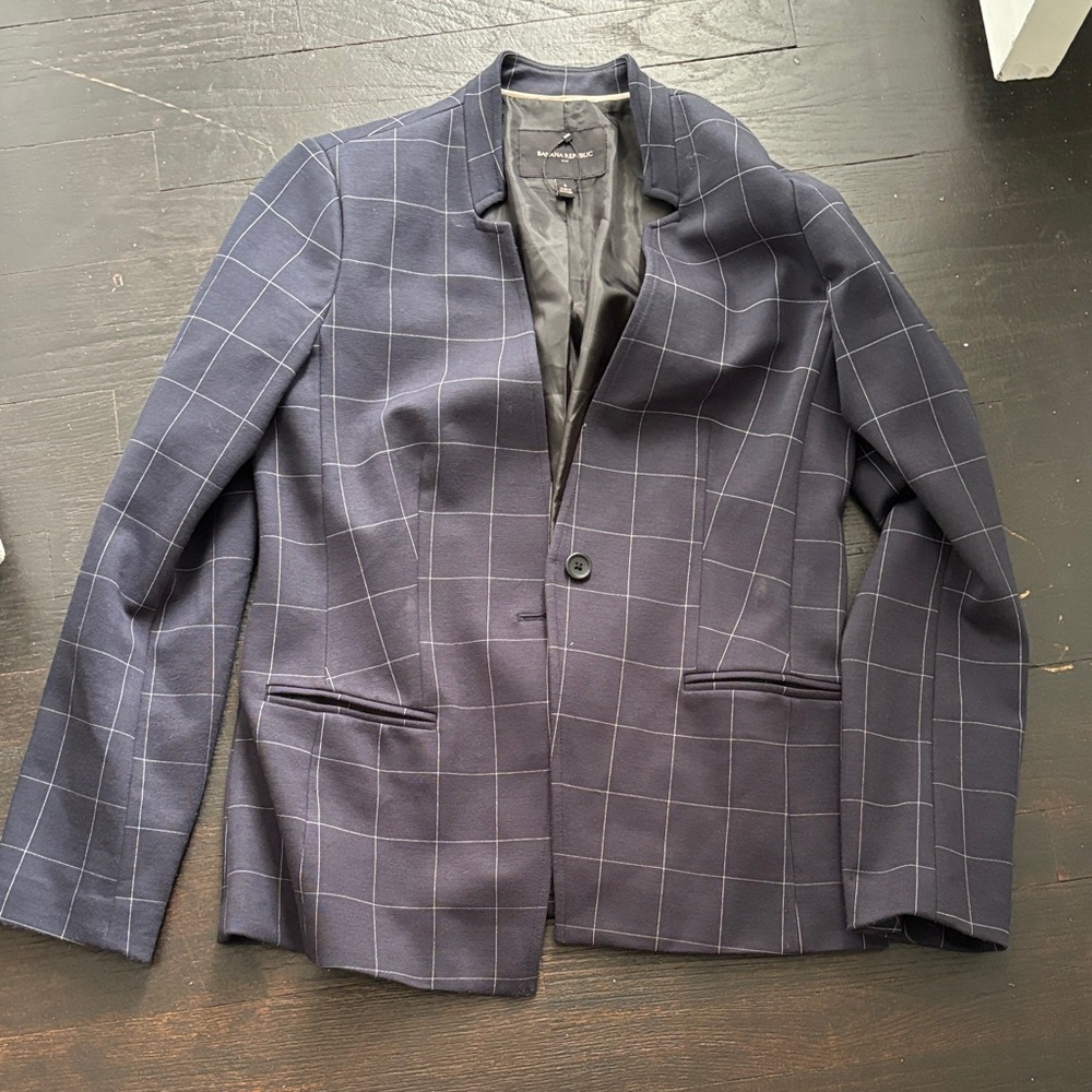 Banana Republic blazer Navy Checkered Blazer